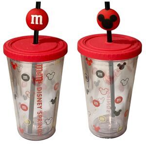 Disney Springs M & M's Store Mickey Mouse Tumbler Cup w/ Straw Mars Candy 2022